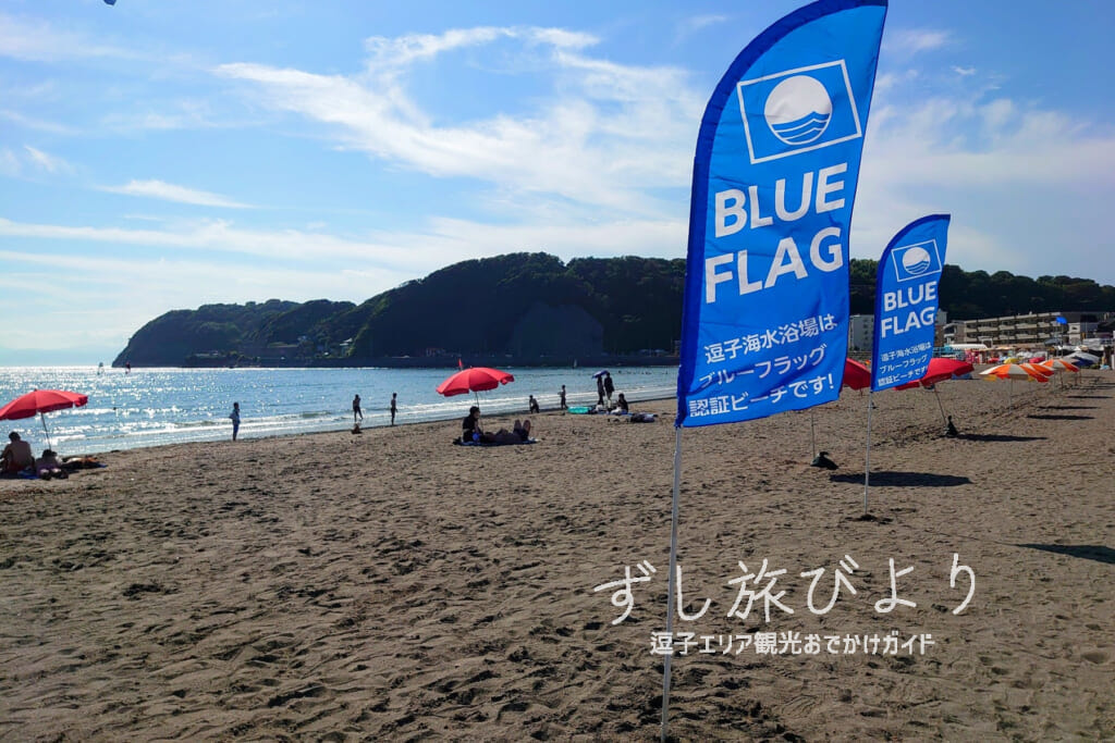 逗子海水浴場のブルーフラッグ（撮影日：2023.07.06）